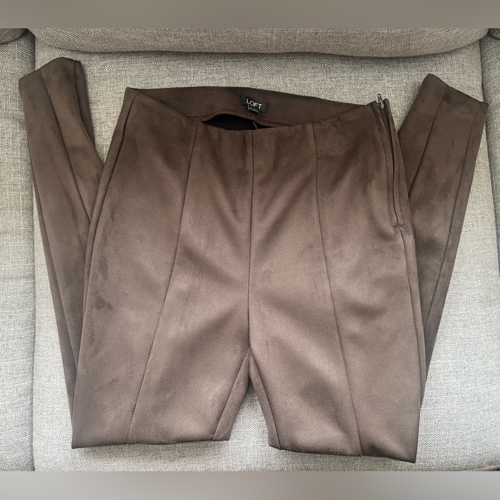 Loft Faux Suede Brown Leggings 6